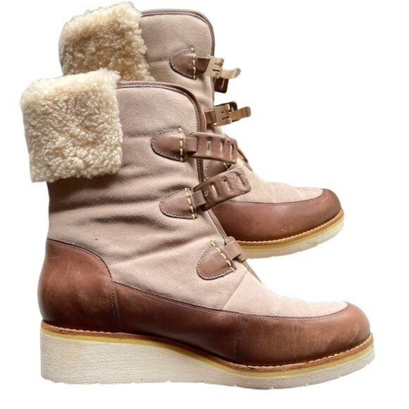 Cole Haan Lania Winter Boots Waterproof Shearling Clasp Leather Nike Air Size 9B - Picture 3 of 14